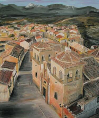 Malerei mit dem Titel "Iglesia de Santa Ma…" von Bas Van Bemmel, Original-Kunstwerk, Gouache