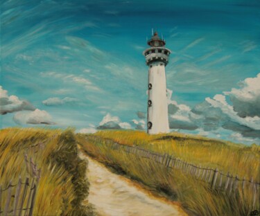 Pittura intitolato "Lighthouse Egmond a…" da Bas Van Bemmel, Opera d'arte originale, Gouache