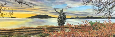 Картина под названием "Statue at lake Bala…" - Bas Van Bemmel, Подлинное произведение искусства, Гуашь