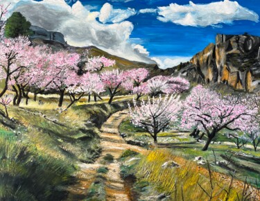 Pintura titulada "Flowering almond bl…" por Bas Van Bemmel, Obra de arte original, Gouache