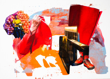Collages intitulée "Die Rote Schere / B…" par Sebastian Herrling, Œuvre d'art originale, Collages