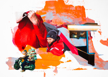 Collages getiteld "Die Rote Schere / B…" door Sebastian Herrling, Origineel Kunstwerk, Collages