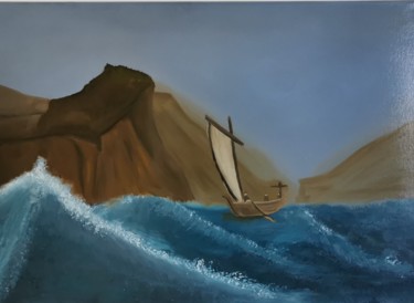 Painting titled "La mer 3" by Sebastian Ponchaut (sterton), Original Artwork, Oil