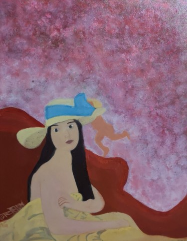 Malerei mit dem Titel "La fille dans son l…" von Sebastian Ponchaut (sterton), Original-Kunstwerk, Öl