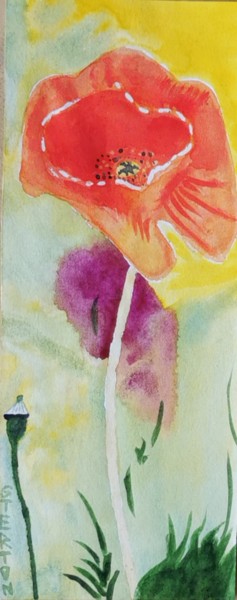 Painting titled "Coquelicot" by Sebastian Ponchaut (sterton), Original Artwork, Watercolor