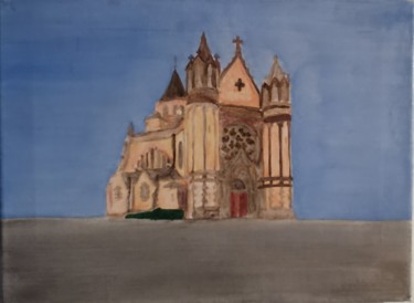 Malerei mit dem Titel "Basilique de Ceignac" von Sebastian Ponchaut (sterton), Original-Kunstwerk, Öl