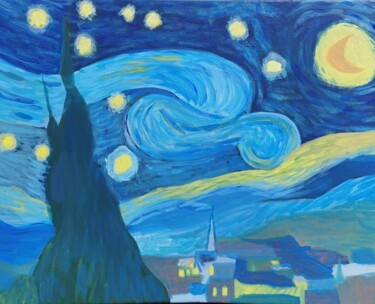 Peinture intitulée "Copie la nuit étoil…" par Sebastian Ponchaut (sterton), Œuvre d'art originale, Acrylique