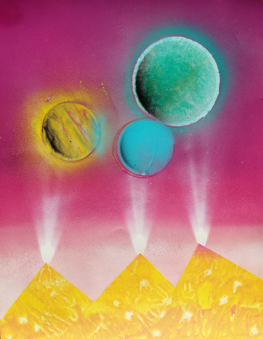 Painting titled "PYRAMIDES 2" by Sebastian Ponchaut (sterton), Original Artwork, Spray paint