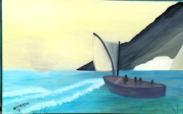 Painting titled "la mer" by Sebastian Ponchaut (sterton), Original Artwork