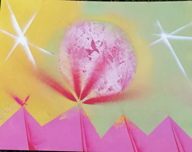 Painting titled "pink pyramids" by Sebastian Ponchaut (sterton), Original Artwork, Spray paint