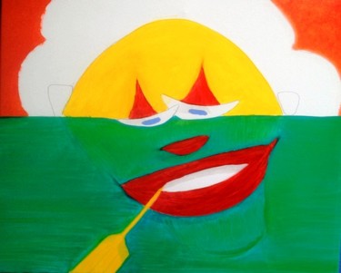 Peinture intitulée "le clown de l'ocean" par Sebastian Ponchaut (sterton), Œuvre d'art originale, Huile