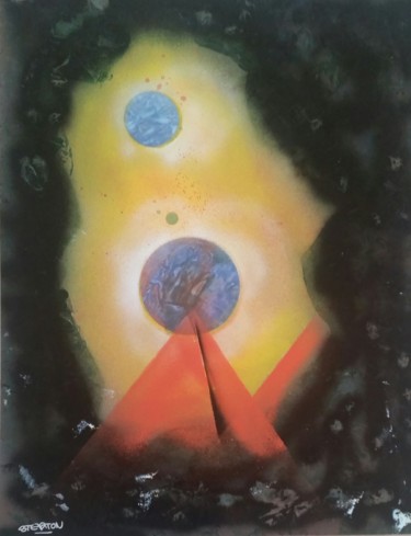 Painting titled "planete" by Sebastian Ponchaut (sterton), Original Artwork