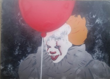 Painting titled "le clown" by Sebastian Ponchaut (sterton), Original Artwork, Spray paint
