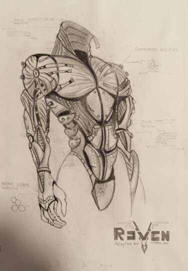 Desenho intitulada "Sci fi zeichnung" por Sebastian Rinkenburger, Obras de arte originais, Marcador