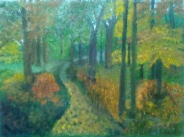 Painting titled "Viale del bosco" by Sebastiana Grazia Leonardi, Original Artwork, Oil