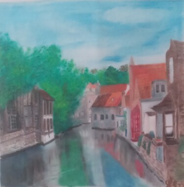 Painting titled "Bruges, Belgio -Cas…" by Sebastiana Grazia Leonardi, Original Artwork, Acrylic