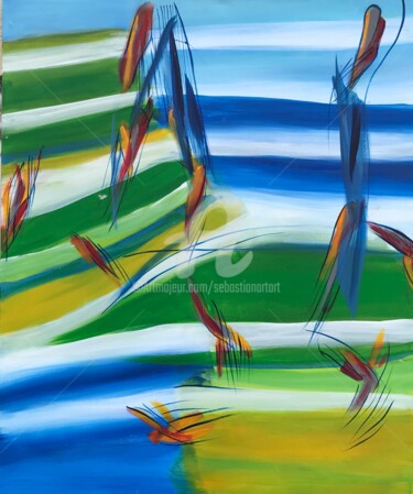 Painting titled "Fields of awater an…" by Sebastian Olivier Burckhardt, Original Artwork, Acrylic