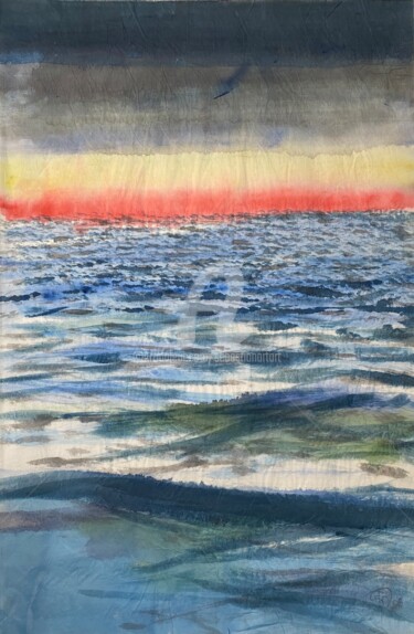 Malerei mit dem Titel "Sonnenuntergang Ric…" von Sebastian Olivier Burckhardt, Original-Kunstwerk, Aquarell