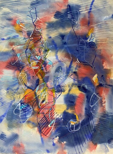 Malerei mit dem Titel "Melodie sous l‘ eau" von Sebastian Olivier Burckhardt, Original-Kunstwerk, Aquarell