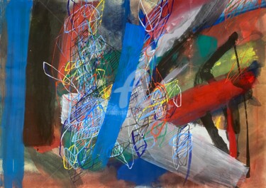 Картина под названием "Die Harfe" - Sebastian Olivier Burckhardt, Подлинное произведение искусства, Гуашь