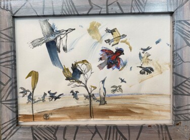 Peinture intitulée "Flugstunden" par Sebastian Olivier Burckhardt, Œuvre d'art originale, Gouache