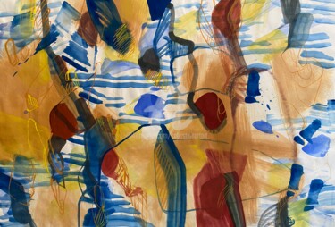 Malerei mit dem Titel "Fische am Roten Meer" von Sebastian Olivier Burckhardt, Original-Kunstwerk, Gouache