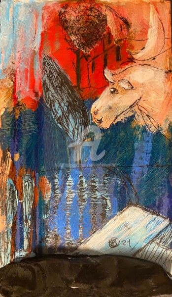 Malerei mit dem Titel "Le cheval blanc et…" von Sebastian Olivier Burckhardt, Original-Kunstwerk, Acryl