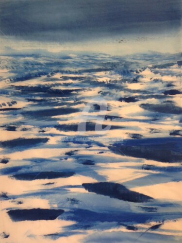 Malerei mit dem Titel "Nebel kommt" von Sebastian Olivier Burckhardt, Original-Kunstwerk, Aquarell