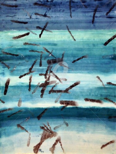 Painting titled "Birds on Sea and Wa…" by Sebastian Olivier Burckhardt, Original Artwork