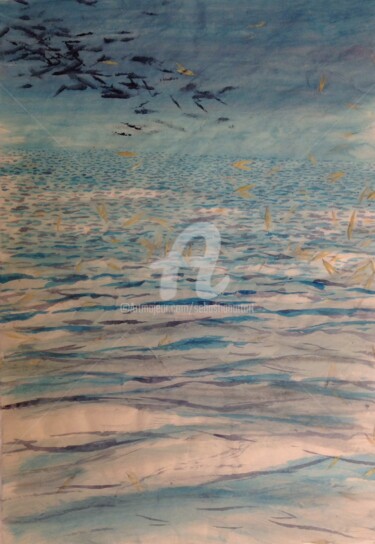 Painting titled "Birds and Sea Wheat…" by Sebastian Olivier Burckhardt, Original Artwork, Acrylic