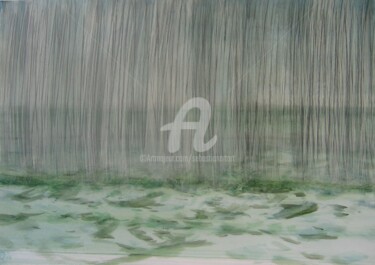 Malerei mit dem Titel "Rain on Chinese Sea" von Sebastian Olivier Burckhardt, Original-Kunstwerk