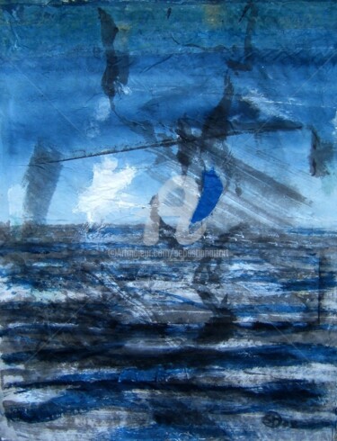 Malerei mit dem Titel "Snowing on Sea Stat…" von Sebastian Olivier Burckhardt, Original-Kunstwerk