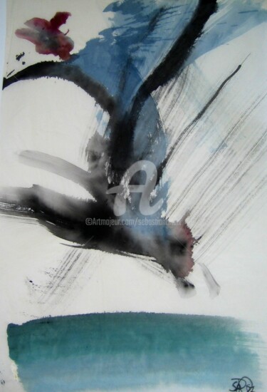 Schilderij getiteld "Fantasy Bird Flying" door Sebastian Olivier Burckhardt, Origineel Kunstwerk