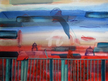 Картина под названием "Berliner Himmel" - Sebastian Olivier Burckhardt, Подлинное произведение искусства, Акрил