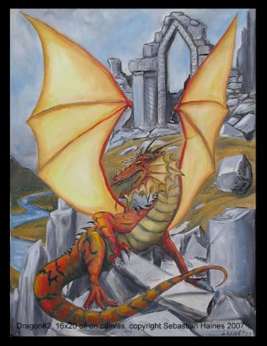 Painting titled "Dragon 2" by Sebastian Haines, Original Artwork