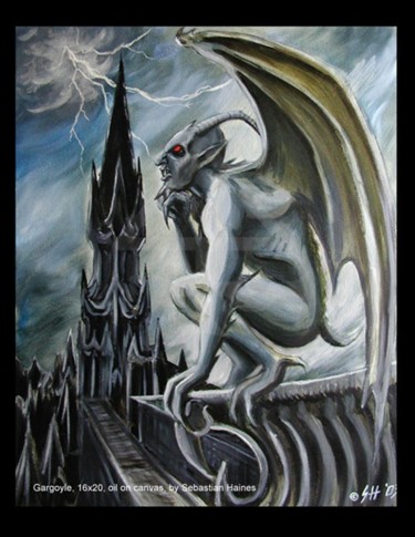 Painting titled "Gargoyle" by Sebastian Haines, Original Artwork