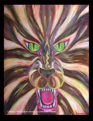 Painting titled "Catface" by Sebastian Haines, Original Artwork