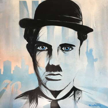 Malerei mit dem Titel "Chaplin" von Sébastien Billard, Original-Kunstwerk, Acryl