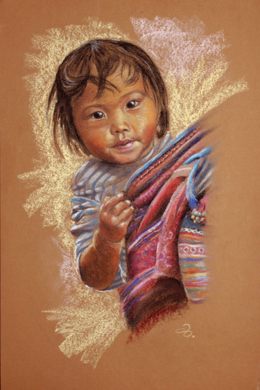 Dessin intitulée "Cute Tibet.jpg" par Sébastien Brenguier, Œuvre d'art originale, Pastel