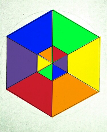 Arts numériques intitulée "Le cube dans le cube" par Sébastien Darroman, Œuvre d'art originale, Peinture numérique