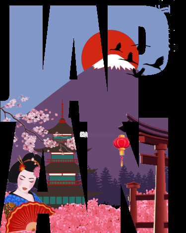 Digitale Kunst getiteld "Japan" door Mose, Origineel Kunstwerk, Digitale collage