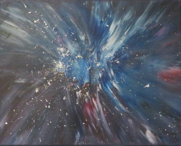 Painting titled "Nuit galactique" by Art'Tino, Original Artwork, Acrylic Mounted on Wood Stretcher frame
