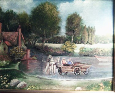 Peinture intitulée "La charrette  enlis…" par Sébastien Frau, Œuvre d'art originale, Huile
