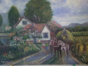 Peinture intitulée "Récolte d'autrefois." par Sébastien Frau, Œuvre d'art originale, Huile