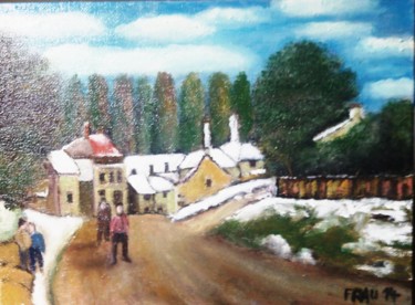 Peinture intitulée "Hornu, hiver précoce" par Sébastien Frau, Œuvre d'art originale, Huile