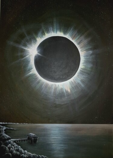 Peinture intitulée "Éclipse Beach" par Sebastien Josie, Œuvre d'art originale, Acrylique