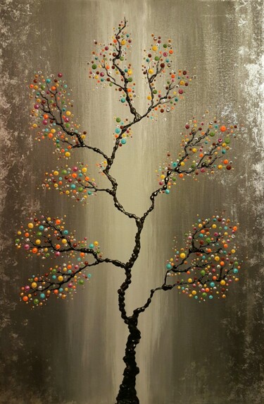 Painting titled "Candy Tree" by Sebastien Josie, Original Artwork, Acrylic
