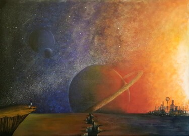 Painting titled "Space Voyager" by Sebastien Josie, Original Artwork, Acrylic