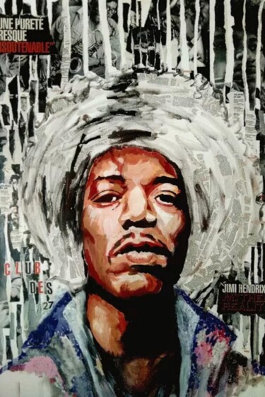 Pintura titulada "Hendrix" por Sébastien Léonard (4 Mains), Obra de arte original, Acrílico