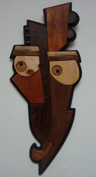 Sculpture intitulée "euh?" par Sebastien Riga, Œuvre d'art originale, Bois